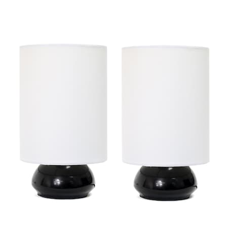 Mini Touch Table Lamp Set With Fabric Shades, Black, PK 2